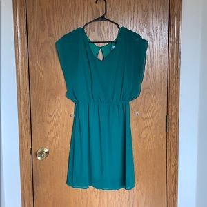 Green buttons dress
